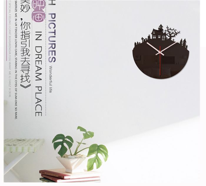 
                                        个性一百黑夜 亚克力挂钟个性订制DIY创意静音挂钟创意墙饰客厅钟饰钟表                