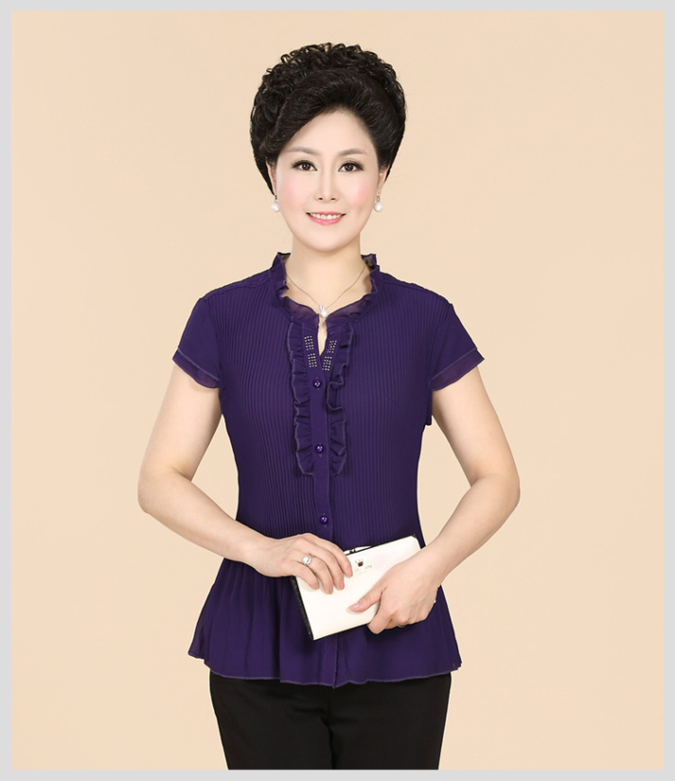 妆汝 2014春夏装新款 短袖<em>圆领</em>衬衫<em>开衫</em>中老年