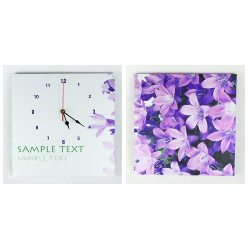 
                                        红兔子 小花风铃草二联画 挂钟挂画 无框画挂钟 紫色 X9304                