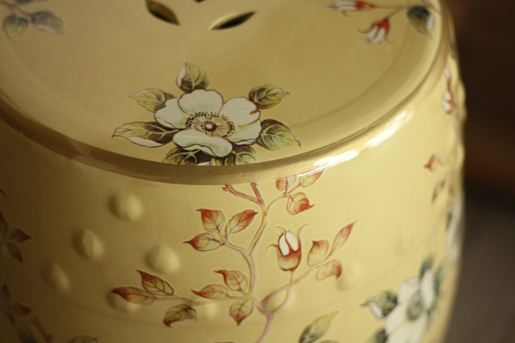 鸟与花家欧式美式乡村家居装饰品梳妆凳换鞋凳子手绘花鸟陶瓷鼓凳 绿色TC212A