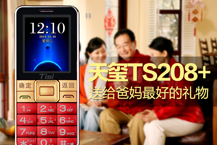 天玺 TS208 GSM双卡双待 功能手机 咖啡色在
