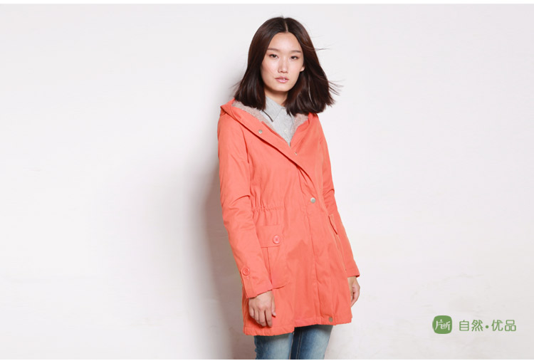 片断2013秋装新品 韩版植绒抽绳修身加厚风衣