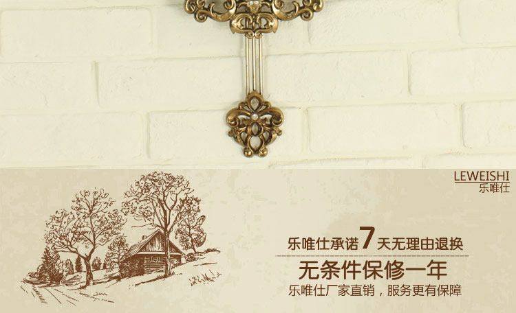 
                                        丽盛田园摆钟创意时尚挂钟静音欧式田园仿古客厅石英钟表摆钟个性时钟挂表挂钟圆形钟表 白色                