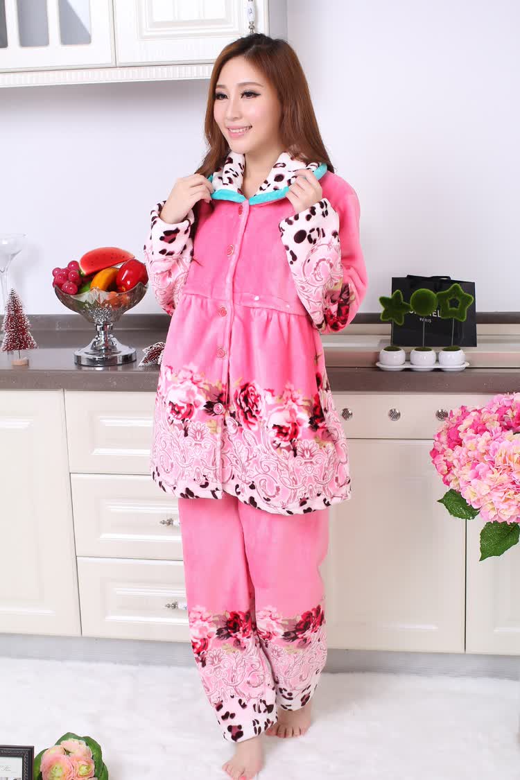 <em>月子</em>服秋冬装产妇<em>法兰绒</em>哺乳冬天保暖 孕妇睡