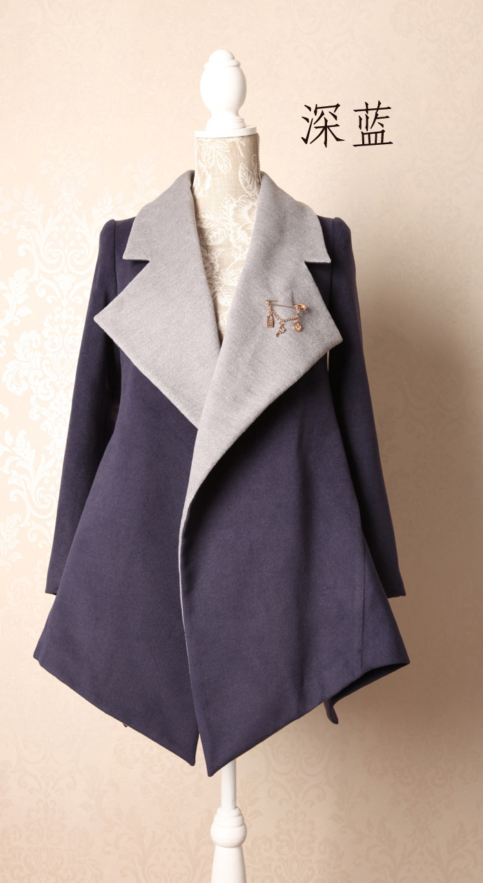 包邮2013秋冬新款韩版修身女装毛呢外套中长