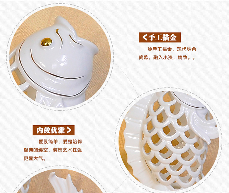 创意鲤鱼风水招财摆件 装饰品 家居摆设 陶瓷工艺品 乔迁礼物 鲤跃龙门