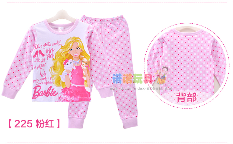 <em>芭比</em>秋冬小孩<em>女童装</em>家居服<em>睡衣</em>儿童内衣套装纯