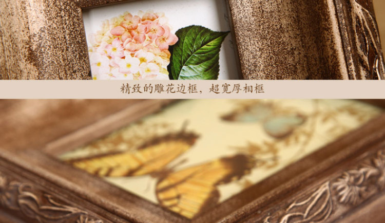天字一号 欧式美式实木相框架组合摆台 3寸6寸7寸复古木框相架相片框批发 咖色 6寸(画芯不指定随机发)