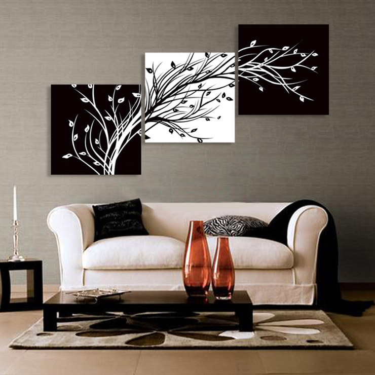 
                                        蓝果（BLUE FRUIT）黑白黑发财树时尚装饰画客厅无框画沙发背景墙挂画风景画 无框画 60*60CM-水晶膜9MM厚                