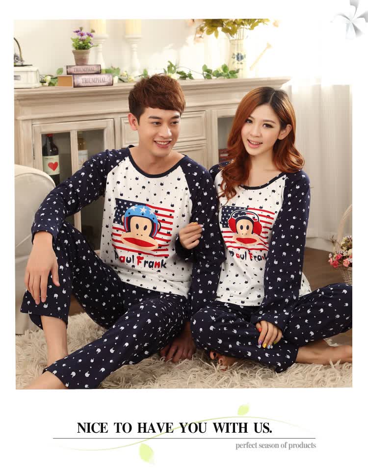 伦新款大嘴猴针织棉情侣家居服套装<em>睡衣XS</em>20