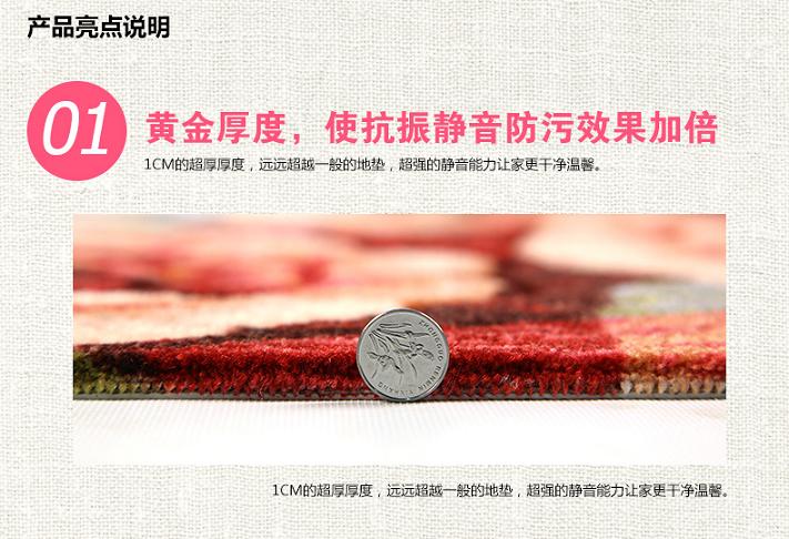 地毯先生植绒剪花地垫 入户防尘地毯浴室吸水地垫 环保无味加厚地垫 百花争艳 48*78