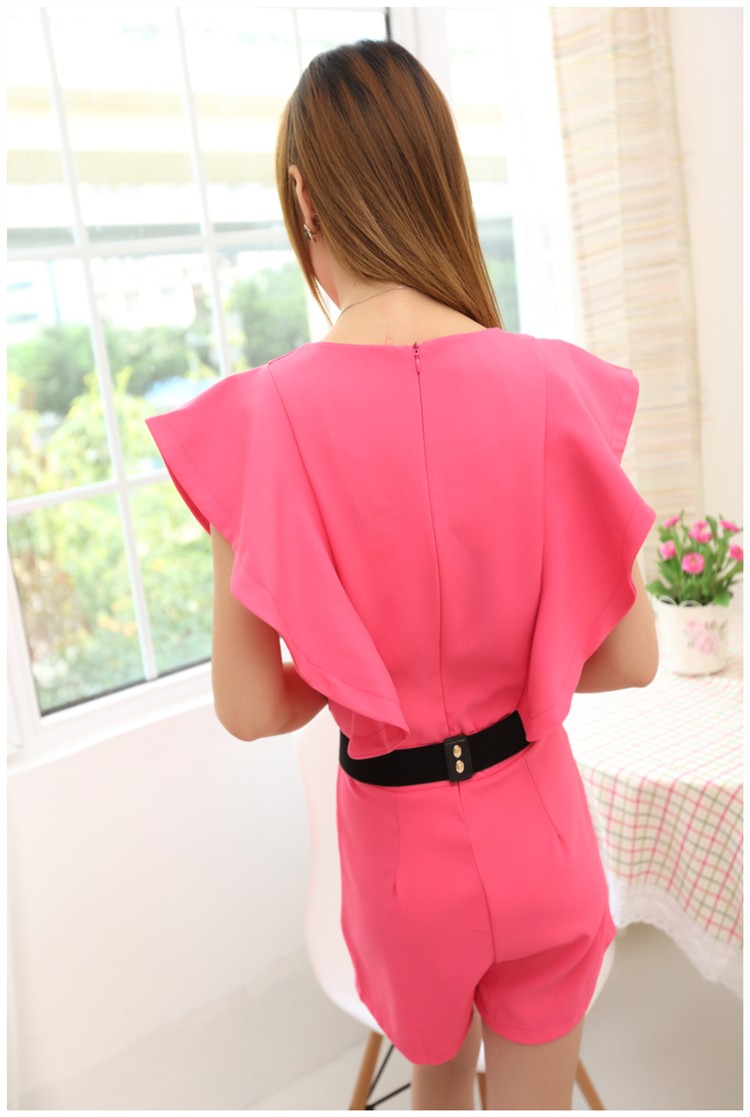 2014新款气质荷叶边短裤连体裤NA07D33 蓝色