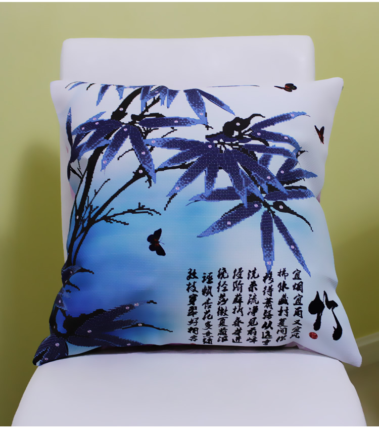 金字塔3d十字绣抱枕一对汽车靠枕靠垫印花十字绣梅兰竹菊四君子 四幅 梅兰竹菊