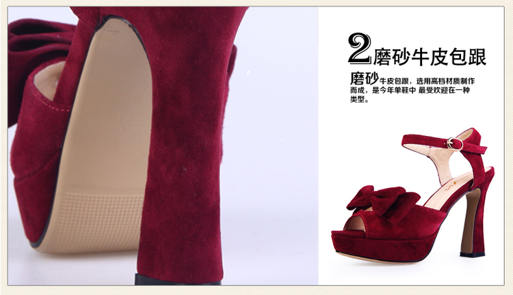 <em>子藩</em> 2014夏季新品<em>女鞋</em> 全牛皮蝴蝶结鞋 高跟防