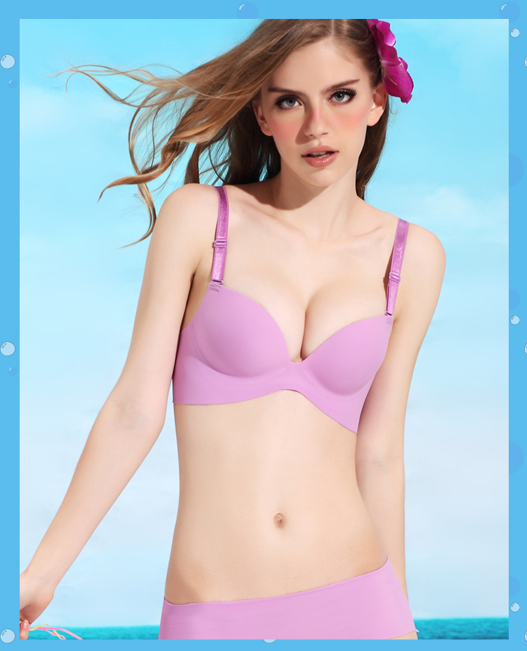 心佳人 时尚彩心无痕超聚拢小胸必备<em>文胸</em> 桔色