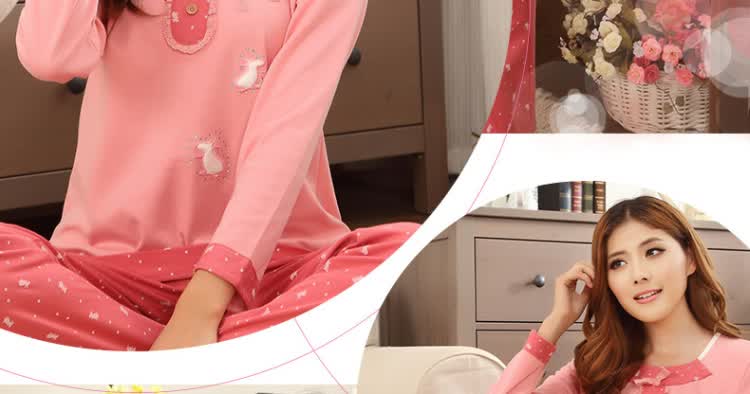 波波乐<em>都市睡衣</em> 女 纯棉 长袖 春秋<em>冬季丽人睡衣</em>