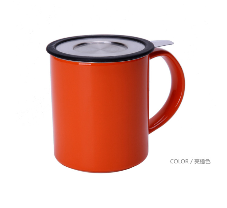 美国FORLIFE正品整叶系列含茶漏带把儿 简约创意无铅陶瓷泡茶杯子 带不锈钢过滤器茶水杯 海蓝色