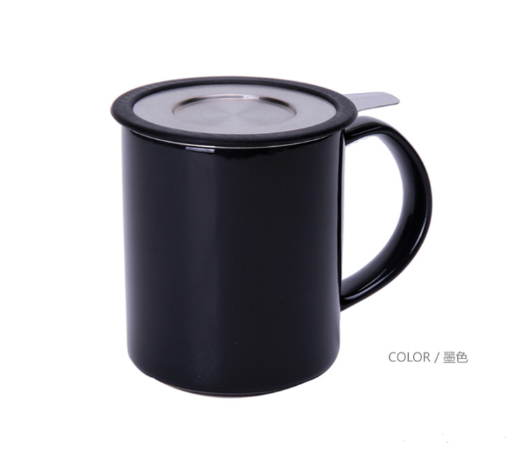 美国FORLIFE正品整叶系列含茶漏带把儿 简约创意无铅陶瓷泡茶杯子 带不锈钢过滤器茶水杯 海蓝色