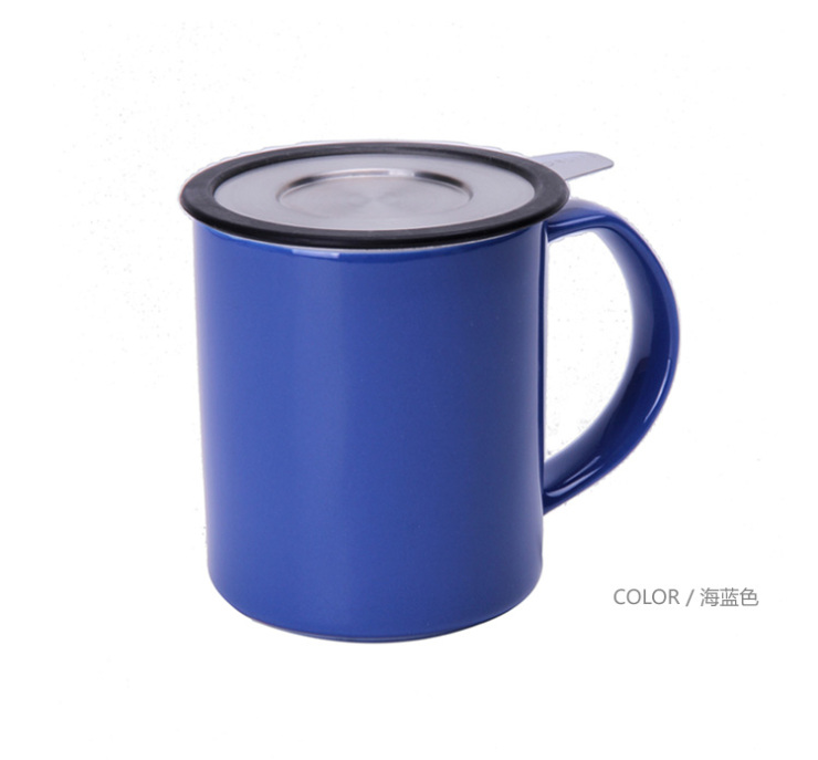 美国FORLIFE正品整叶系列含茶漏带把儿 简约创意无铅陶瓷泡茶杯子 带不锈钢过滤器茶水杯 海蓝色