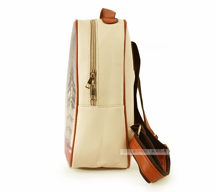 小夕亿番韩版女士双肩背包欧美风简约风景软皮