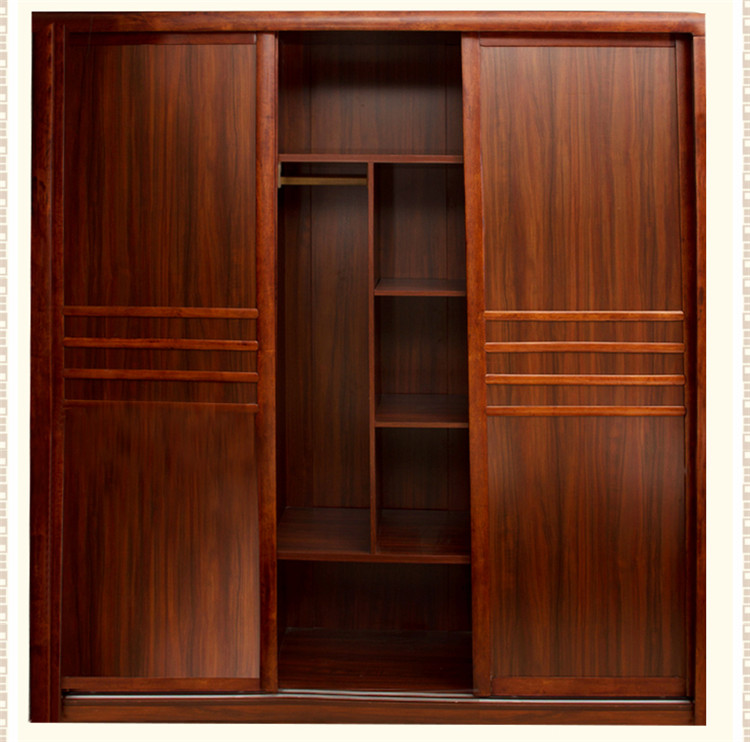 现代简约宜家 实木衣柜 推拉门移门衣柜 (乌金