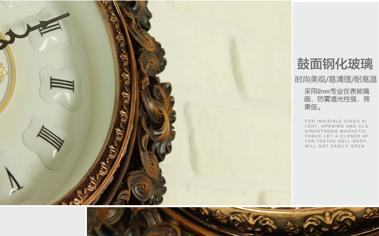 乐唯仕leweishi“玉兰花”田园风格/仿古欧式/新品钟表/挂钟/客厅 裂纹漆白阿拉伯