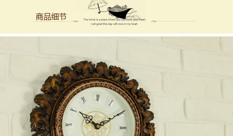 乐唯仕leweishi“玉兰花”田园风格/仿古欧式/新品钟表/挂钟/客厅 裂纹漆白阿拉伯