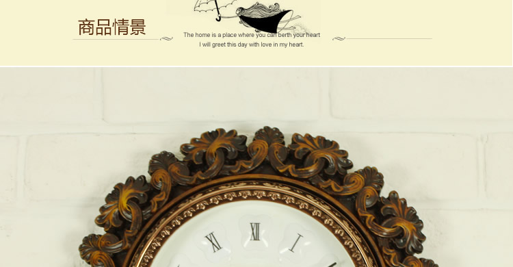 乐唯仕leweishi“玉兰花”田园风格/仿古欧式/新品钟表/挂钟/客厅 裂纹漆白阿拉伯