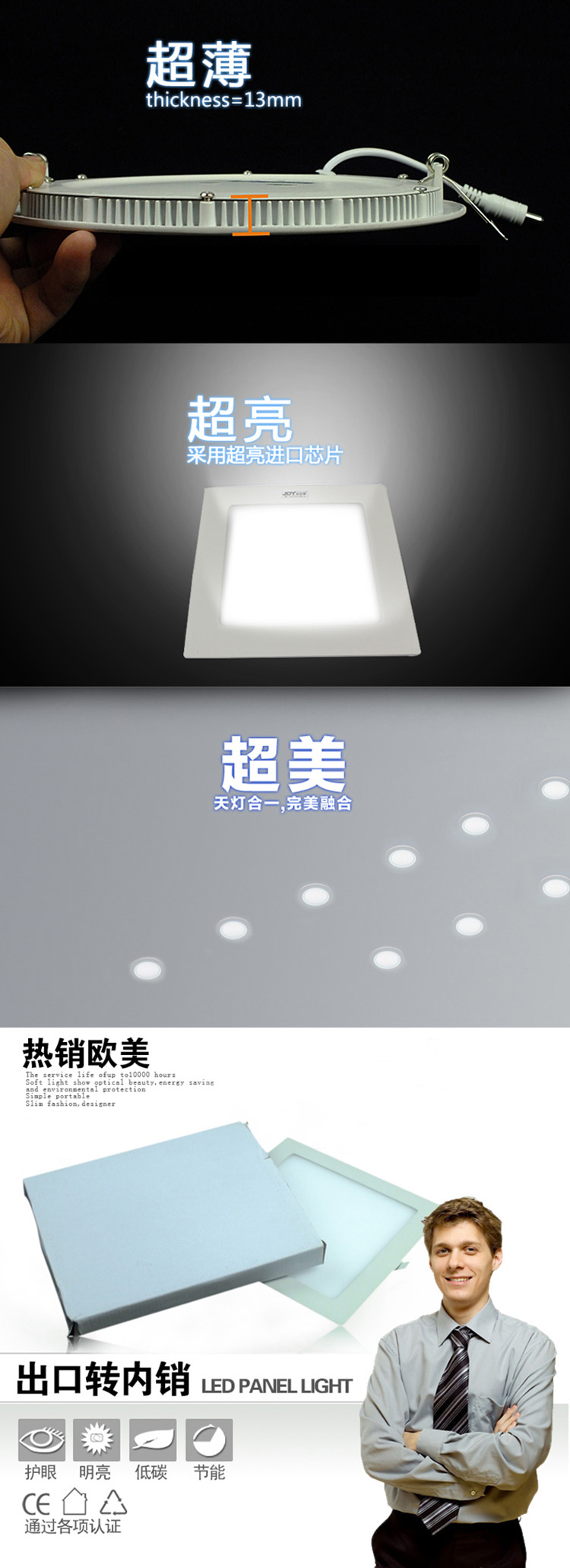 D灯 led筒灯 7.5/8公分2.5寸3w全套客厅防雾超薄天花灯孔灯方型白面 方型暖光 12W6寸开孔150