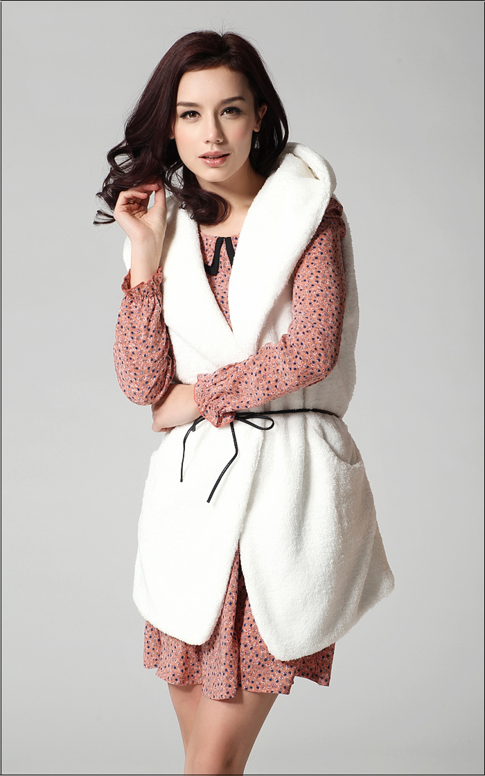 漫兰秀2014秋冬新款<em>中长款羊羔毛</em>毛毛<em>马甲</em> 仿