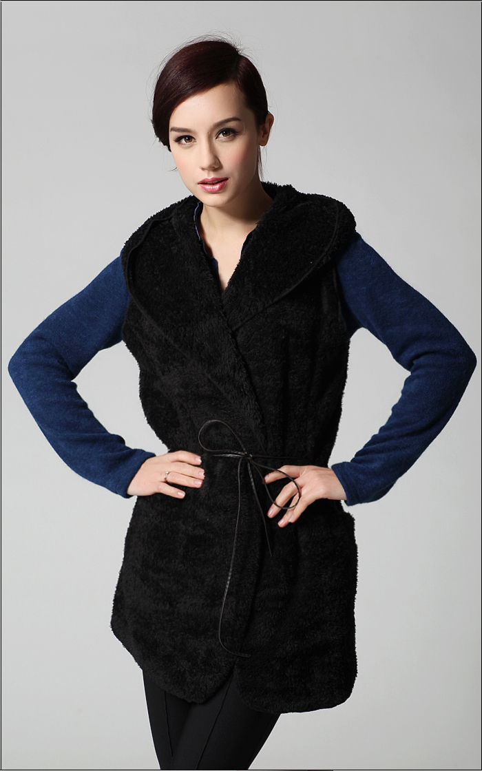 漫兰秀2014秋冬新款<em>中长款羊羔毛</em>毛毛<em>马甲</em> 仿