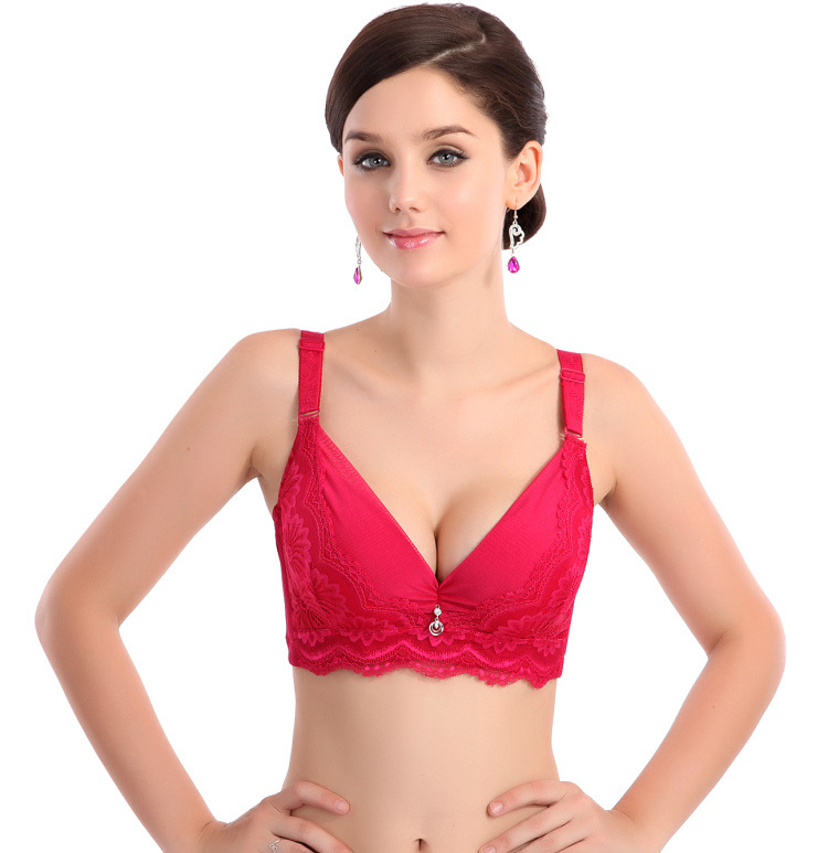 D杯大码大杯罩<em>胸罩</em>聚拢<em>调整</em>型<em>文胸</em>内衣WM 浅