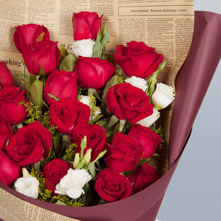 19朵红玫瑰高档鲜花北京同城速递生日订花送