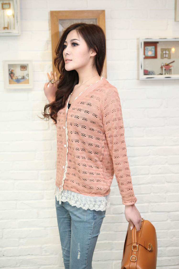 <em>货到付款</em> 春款女装韩版长袖<em>缕空</em>薄款女式毛衣