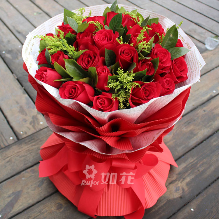 19朵红玫瑰花束全国配送成都花店北京上海天