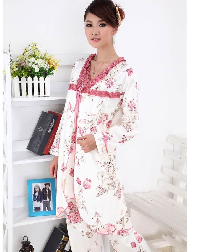 曲婷美 <em>长袖睡衣</em>女<em>套装</em>三件套 新款秋冬季大码