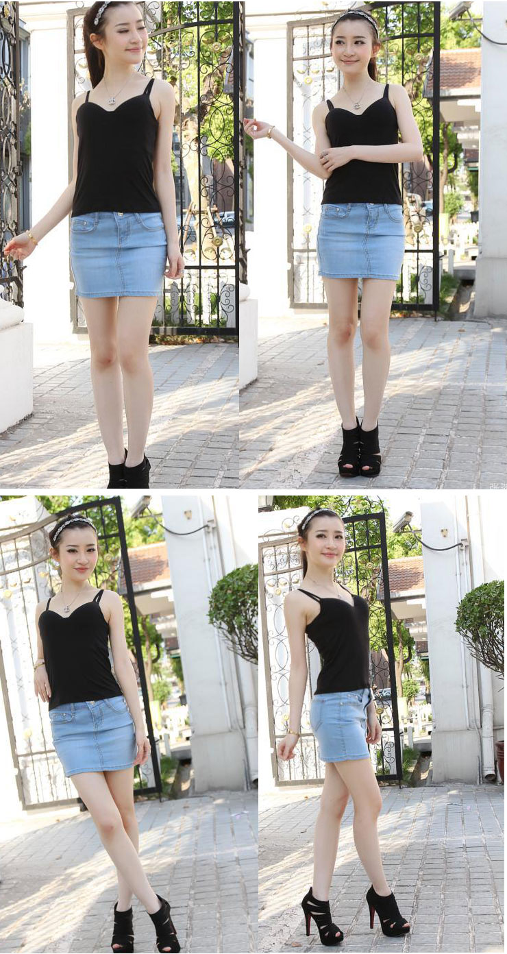 施魅儿韩版莫代尔纯棉免<em>穿文胸带</em>胸垫<em>女士</em>T恤