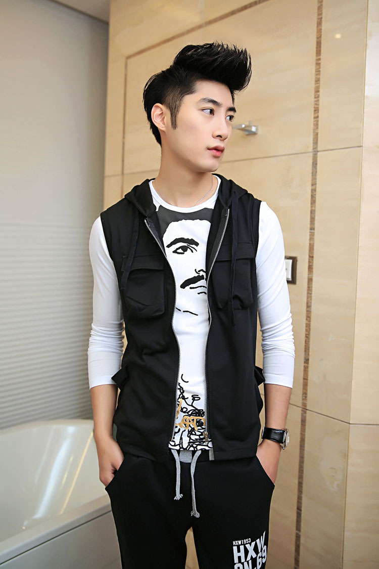 登宝时 套装 2014<em>韩版修身男装</em>纯色口袋<em>连帽马</em>