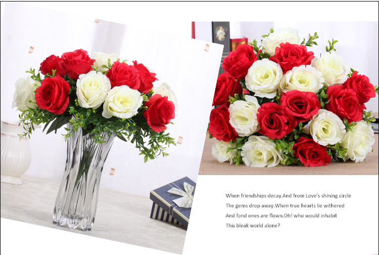 
                                        【畅宁】仿真花 18头雅兰玫1束（不含瓶）假花装饰花瓶塑料花绢花干花家居装饰品摆件客厅 (深粉+浅粉)1束                