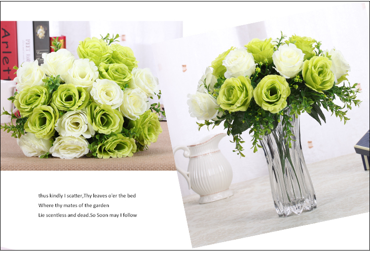
                                        【畅宁】仿真花 18头雅兰玫1束（不含瓶）假花装饰花瓶塑料花绢花干花家居装饰品摆件客厅 (深粉+浅粉)1束                