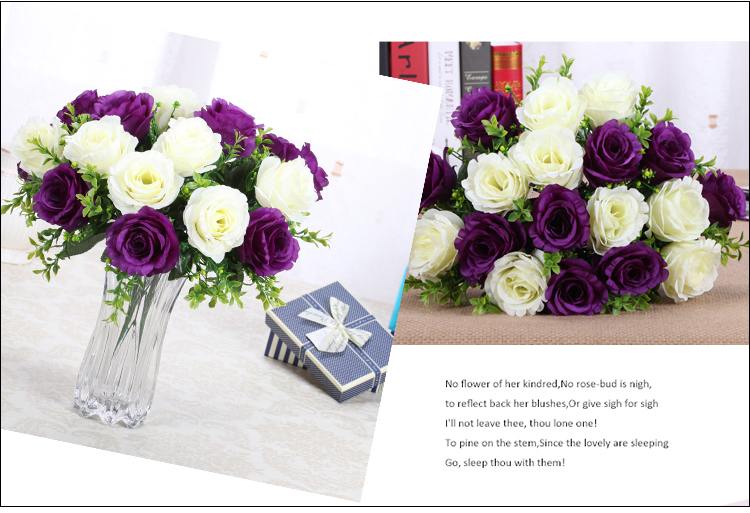 
                                        【畅宁】仿真花 18头雅兰玫1束（不含瓶）假花装饰花瓶塑料花绢花干花家居装饰品摆件客厅 (深粉+浅粉)1束                