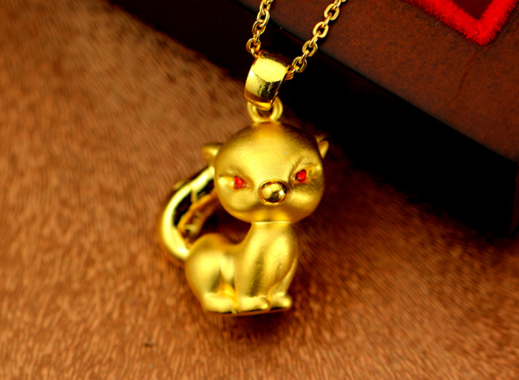 CNUTI粤通珠宝 硬千足金999 黄金小狐狸吊坠