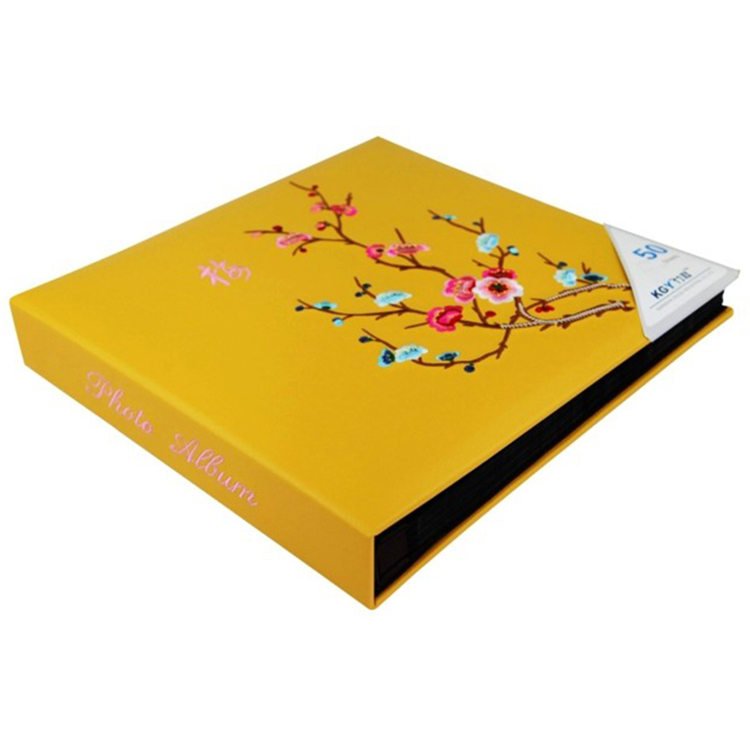 竹取相册创意礼品超大容量6寸皮面绣花创意礼品册/插页相册/影集礼品册 梅花 6寸600张