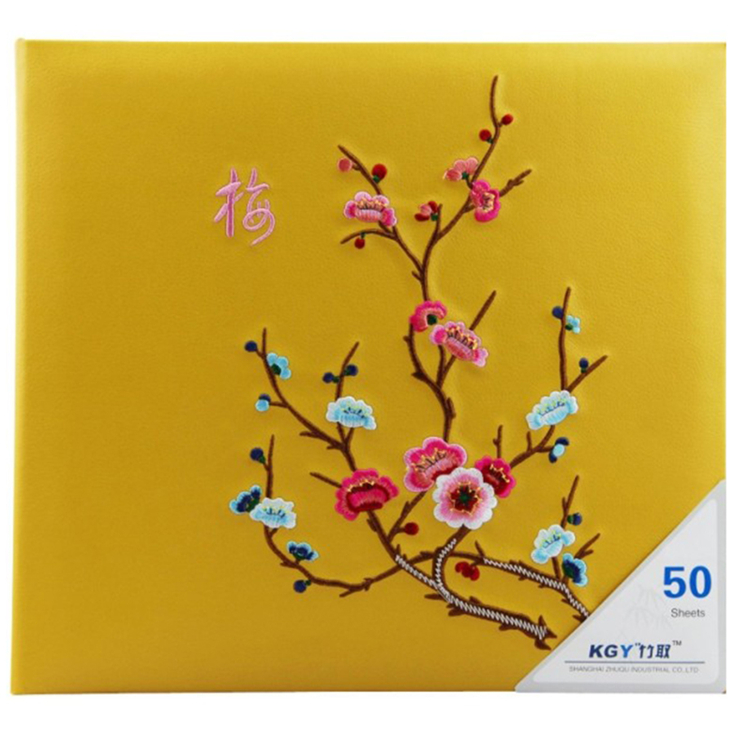 竹取相册创意礼品超大容量6寸皮面绣花创意礼品册/插页相册/影集礼品册 梅花 6寸600张