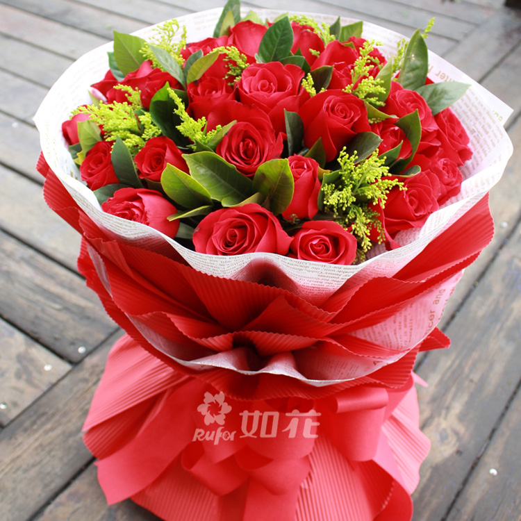 19朵红玫瑰花束全国配送成都花店北京上海天