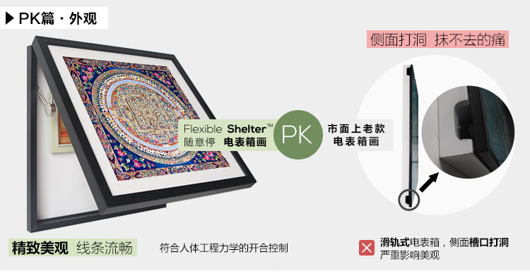 
                                        墙蛙  随意停电表箱装饰画推拉式壁画遮挡配电箱电闸箱弱电箱有框画墙画挂画 唐卡 B款-上善若水 54X54cm可覆盖46X46                