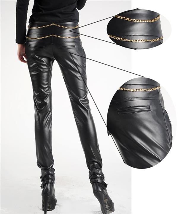 裳鹊衣 2013女潮PU裤子韩版靴裤女式皮裤显瘦