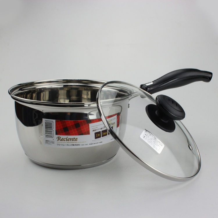 日本进口Pearl Life珍珠生活三层底玻璃盖两手锅H-922（18CM）