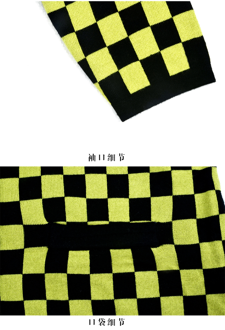 yoomito2013秋冬欧美格子修身针织<em>开衫羊毛</em>衫