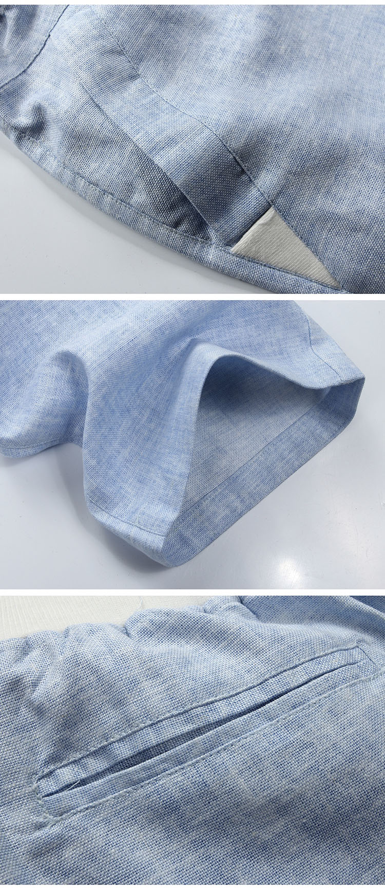 分裤 韩版修身加大码亚麻短裤男沙滩裤<em>马裤</em> 蓝